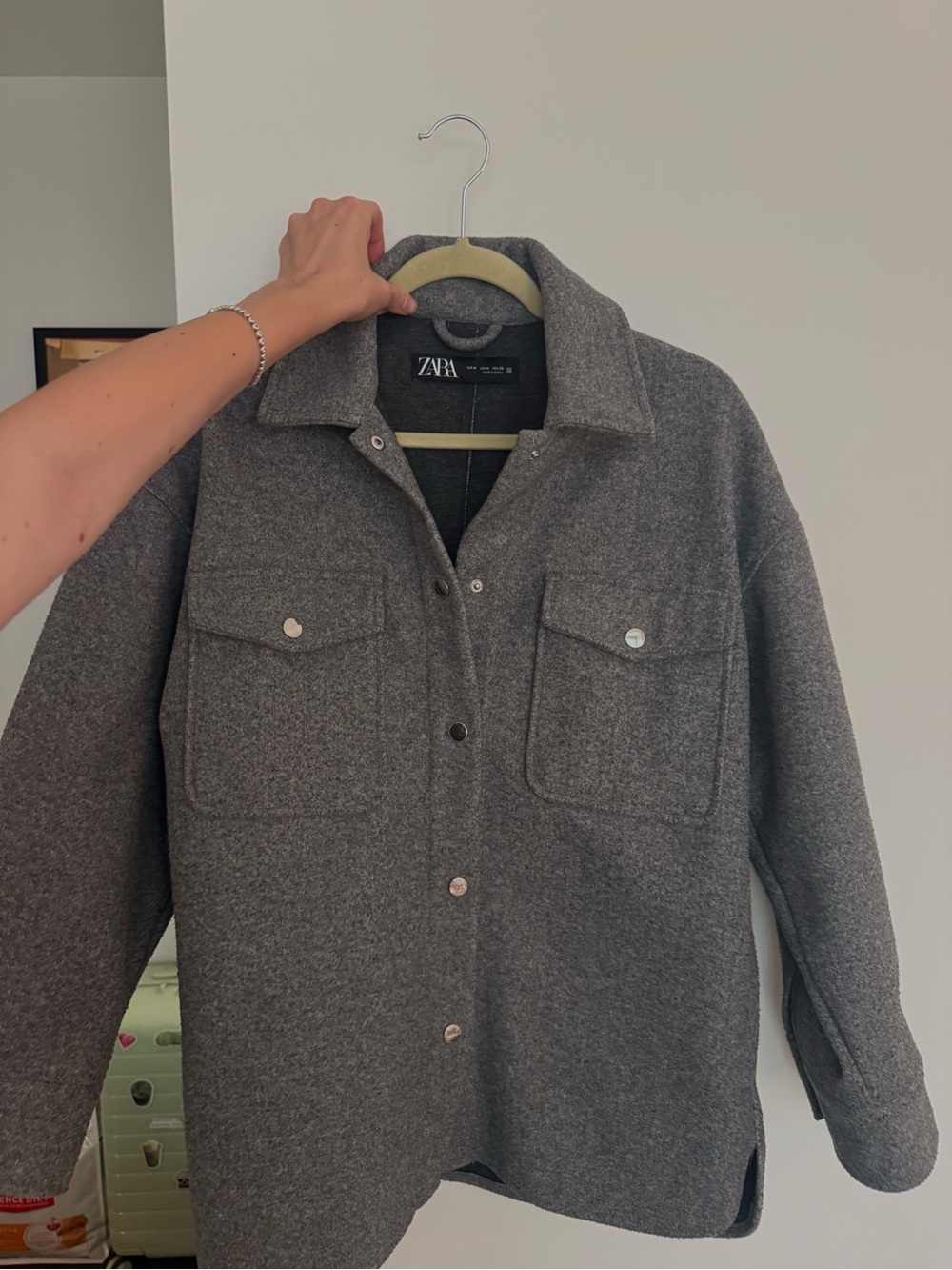Zara wool-look overshirt jacket - gray, size M